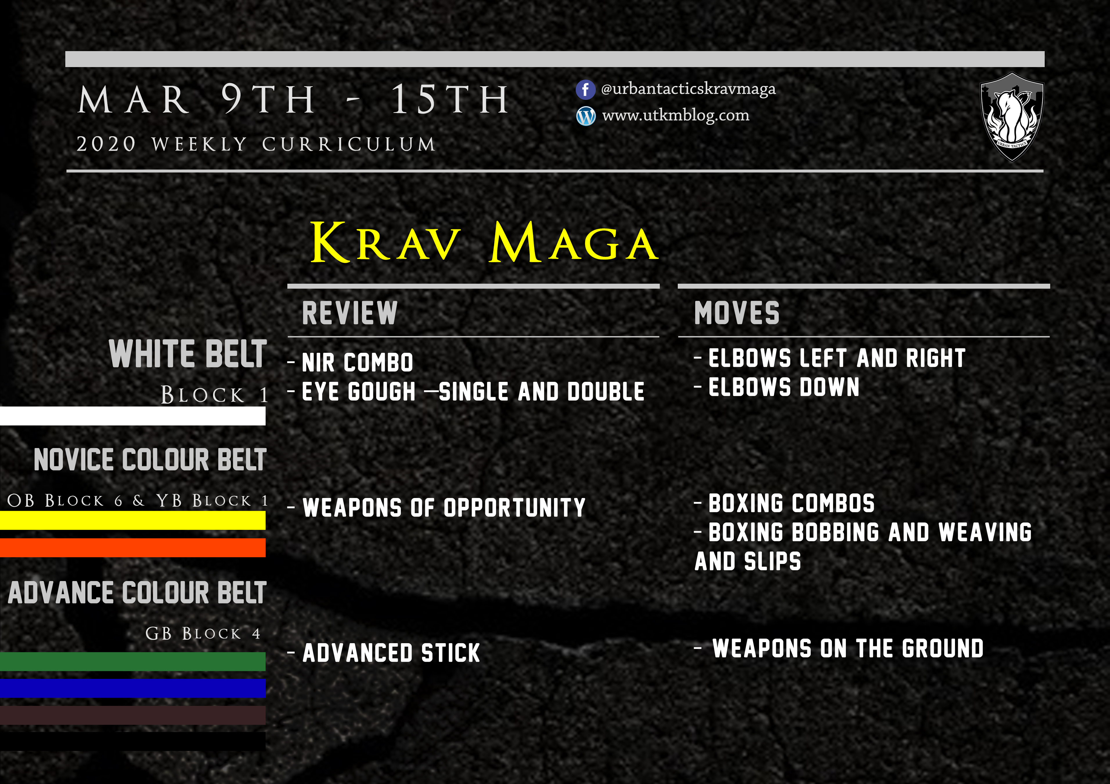 This week’s Krav Maga curriculum: Mar 9th – 15th