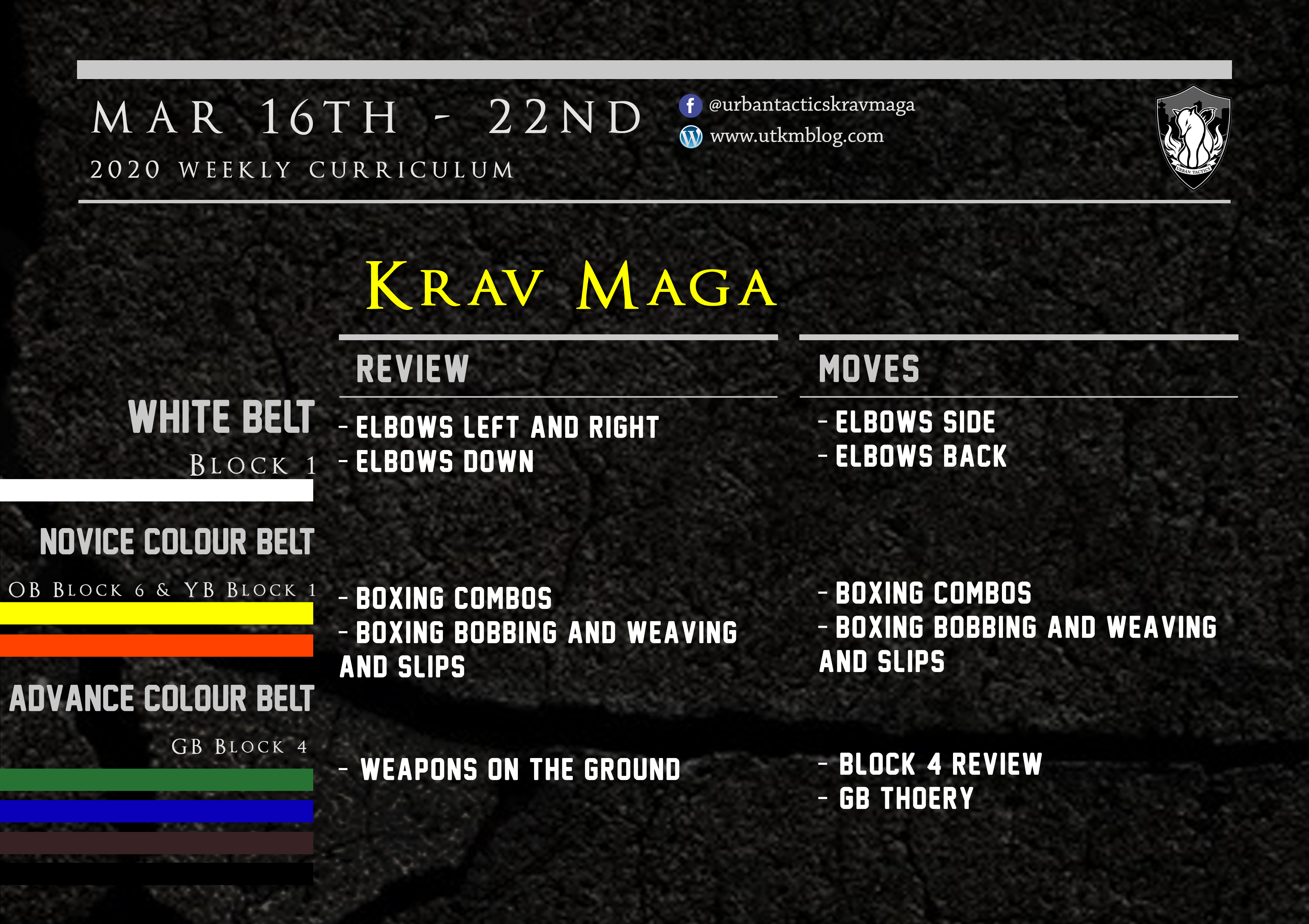 This week’s Krav Maga curriculum: Mar 16th – 23rd