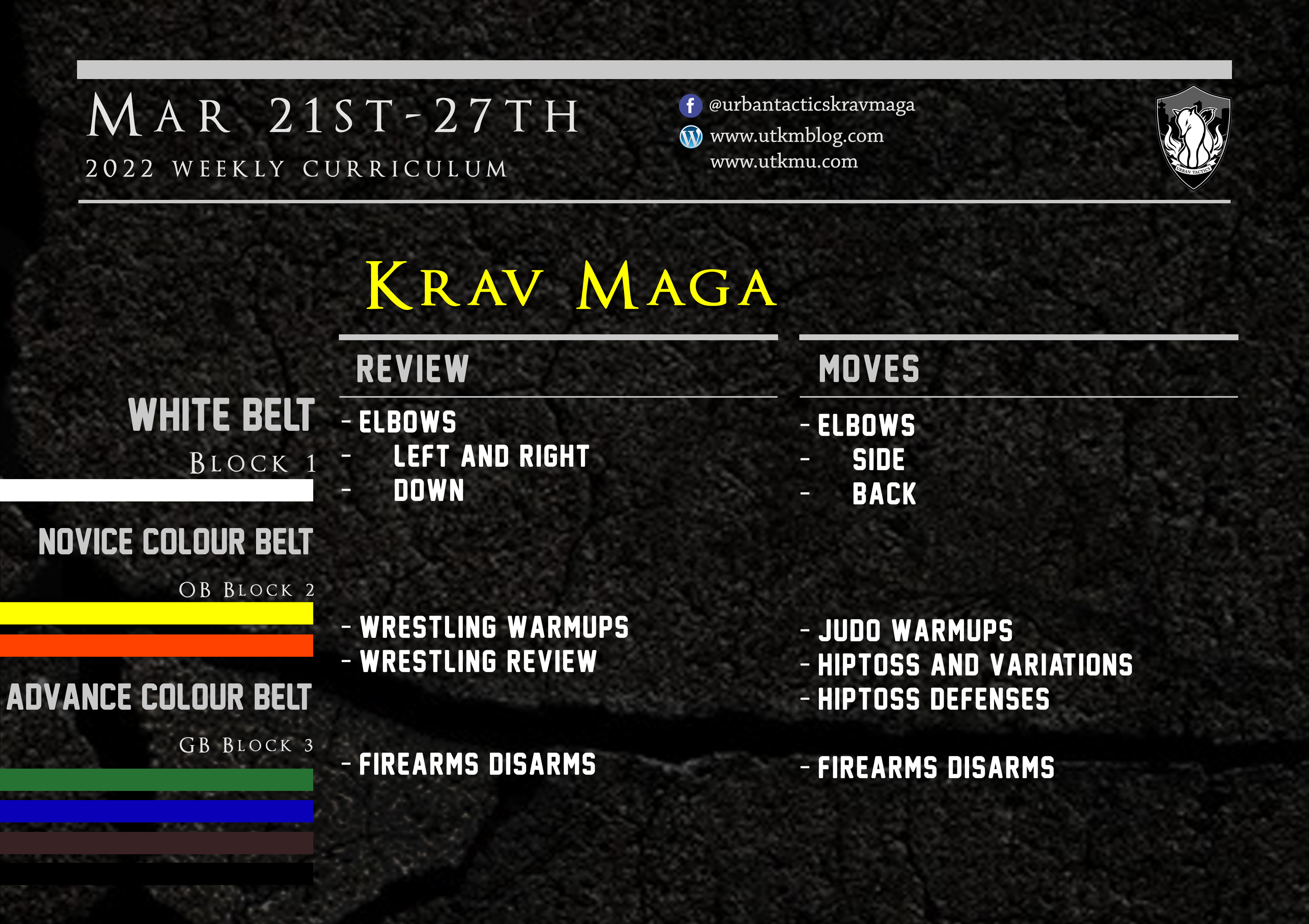 This week’s Krav Maga curriculum: Mar 21st – 27th