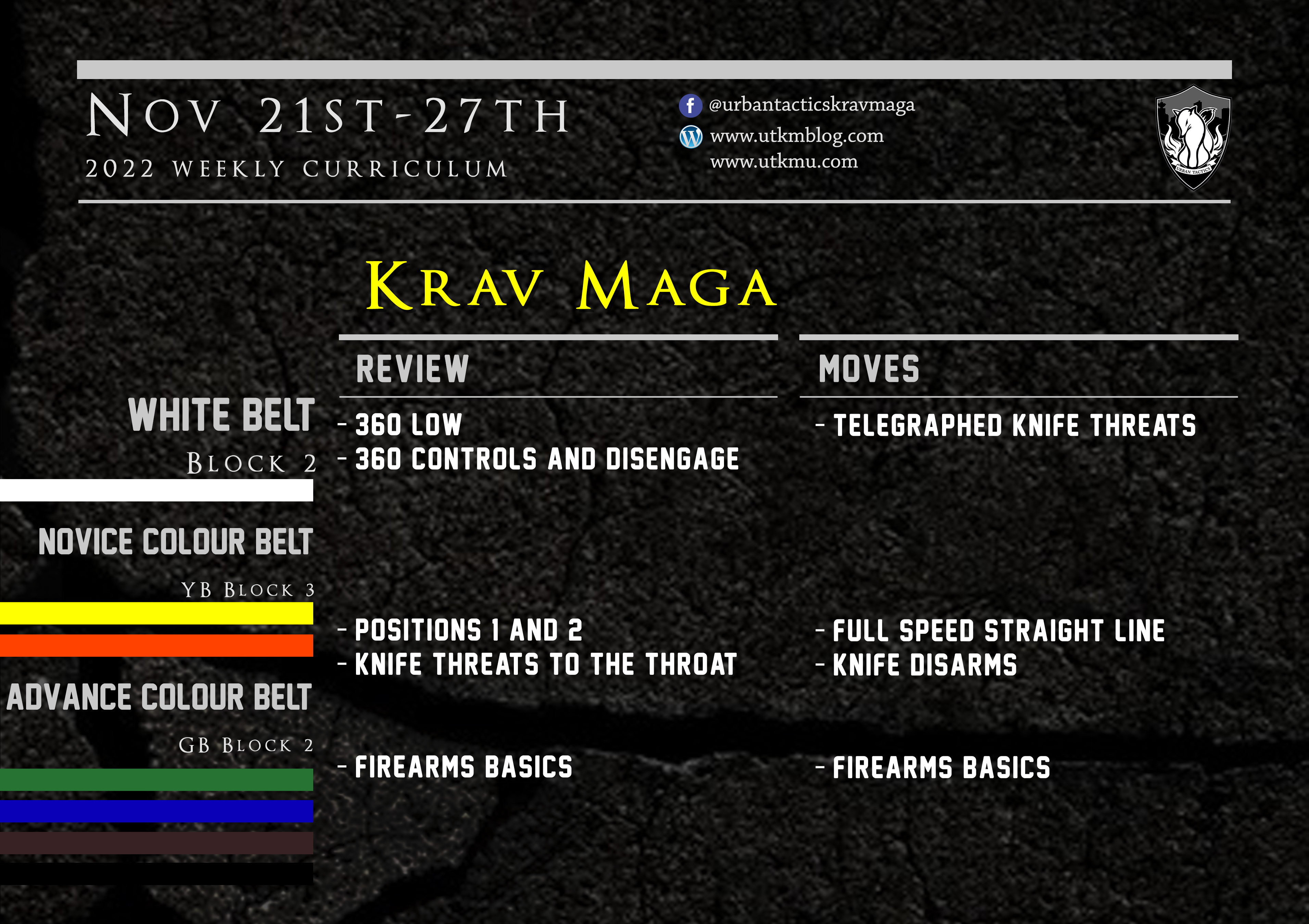 This week’s Krav Maga curriculum: Nov 21st – 27th